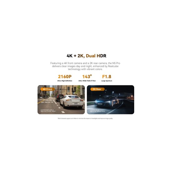 DDPAI N5 PRO Dual Видеорегистратор 2CH Front, 4K (преден) + 2K (заден) Dash Cam + hardwire kit