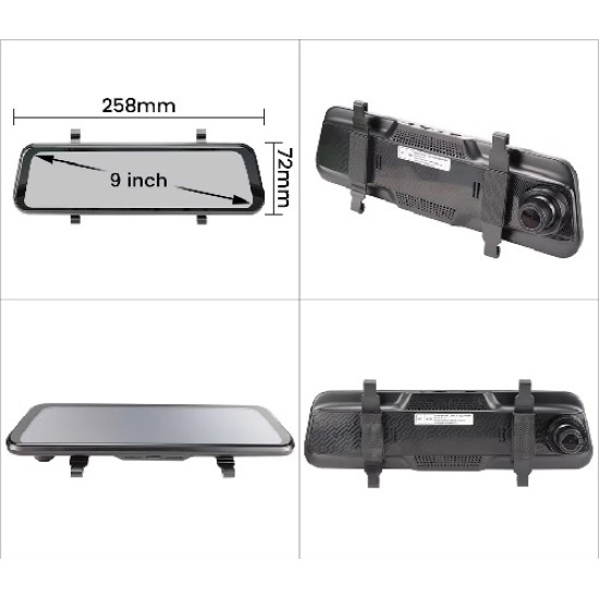 GreenYi M96F7 Огледало с дисплей 9.6" с преден и заден видеорегистратор 1080P, безжичен Android Auto и Apple Carplay