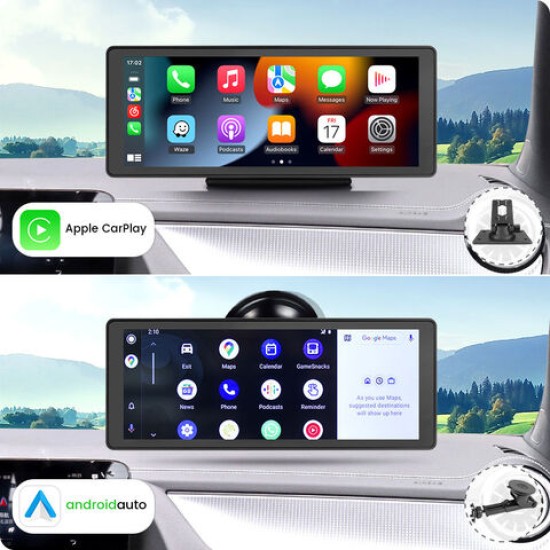 GreenYi T89 9" IPS Full HD монитор с безжичен CarPlay, безжичен Android Auto
