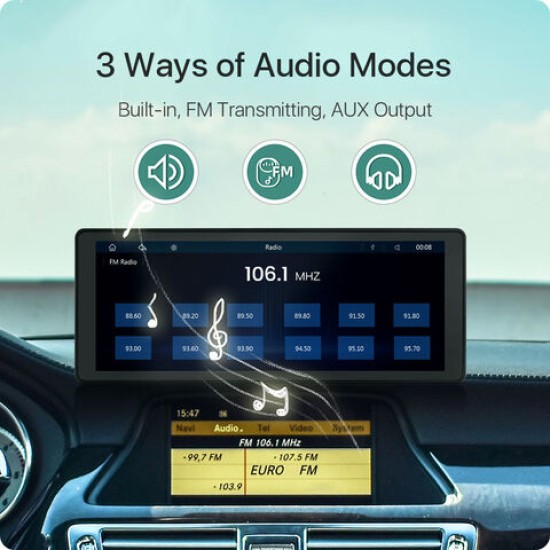 GreenYi T89 9" IPS Full HD монитор с безжичен CarPlay, безжичен Android Auto