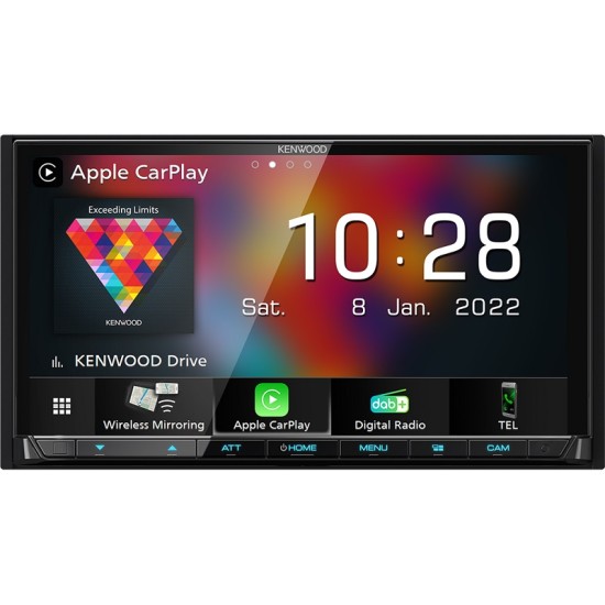Kenwood DMX8021DABS 7" 2-DIN с безжичен Carplay и Android Auto
