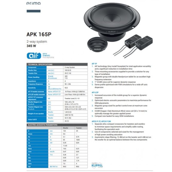Audison APK 165P 6.5" 2-Way Compo